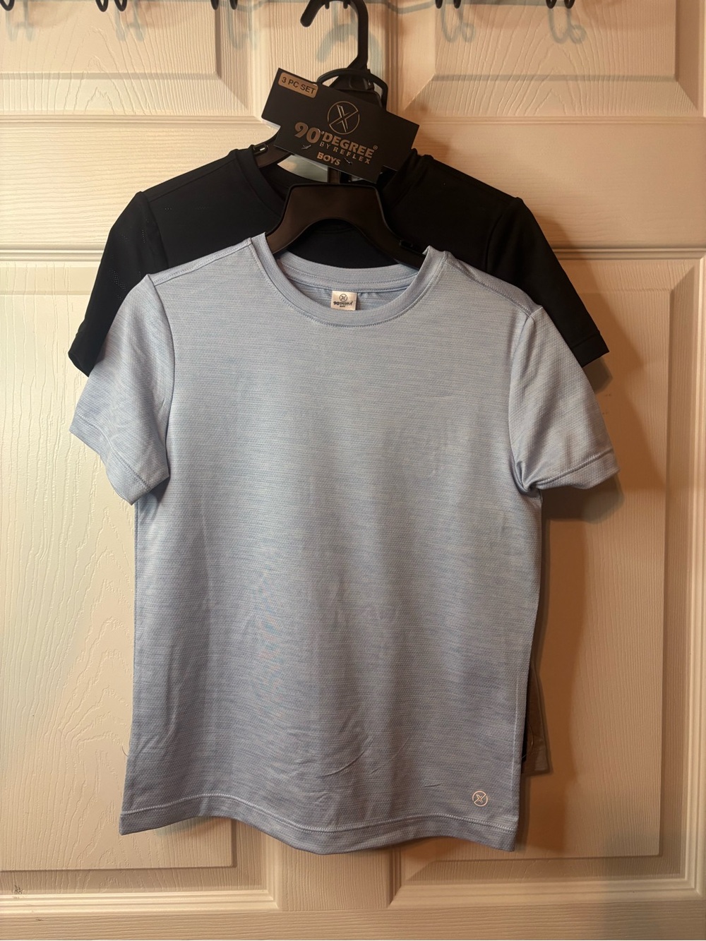 90 Degree By Reflex Boys' Light Blue & Black Short Sleeve Crew Tee Set